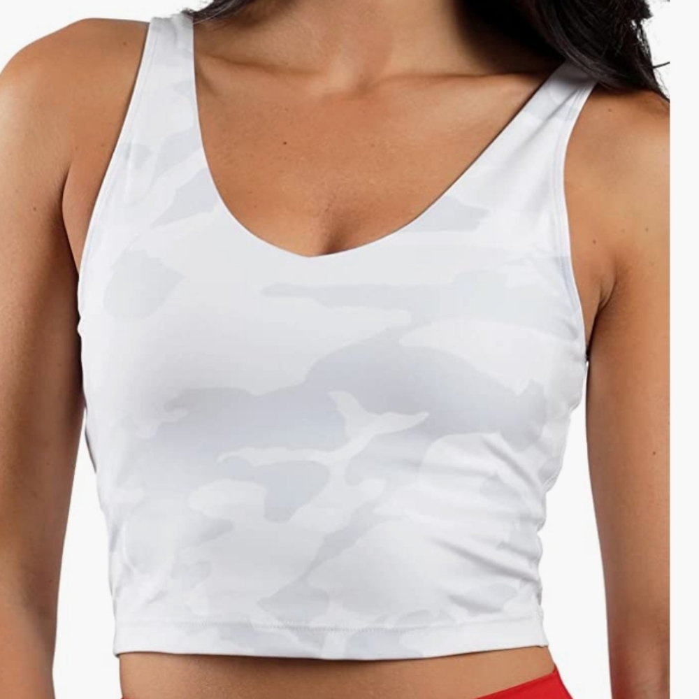 Cropped Tank Top with Support Inside Bra in CAMO white SMALL